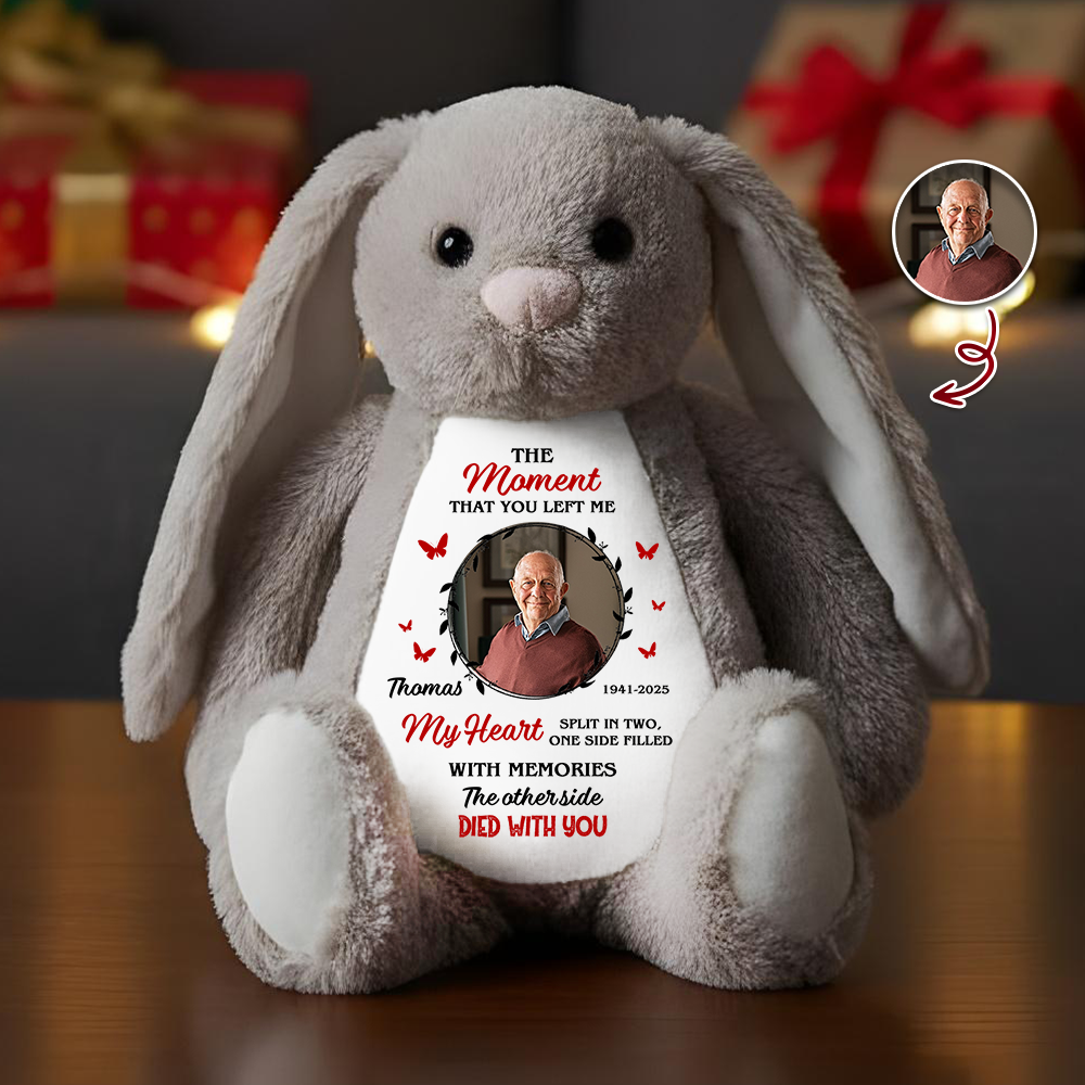 The Moment That You Left Me - Memorial Personalized Custom Bunny Plush - Sympathy Gift, A Cuddle From Heaven Keepsake Bunny, Keepsake Gift