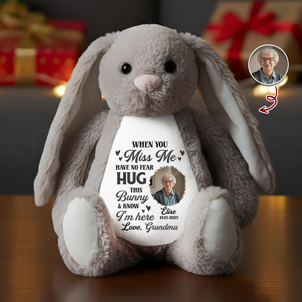 Heaven's Love In Every Hug - Memorial Personalized Custom Bunny Plush - Sympathy Gift, Keepsake Gift Grandparent, Nanny, Memorial Worry Bunny