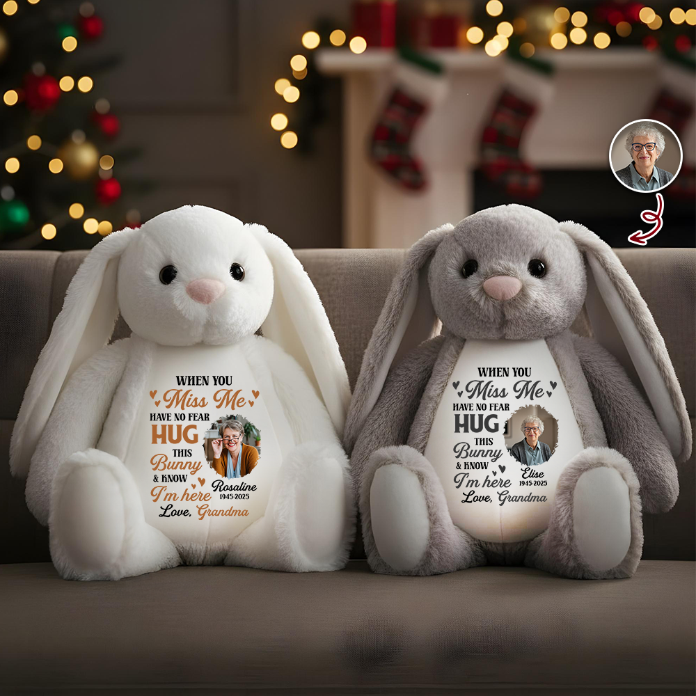 Heaven's Love In Every Hug - Memorial Personalized Custom Bunny Plush - Sympathy Gift, Keepsake Gift Grandparent, Nanny, Memorial Worry Bunny