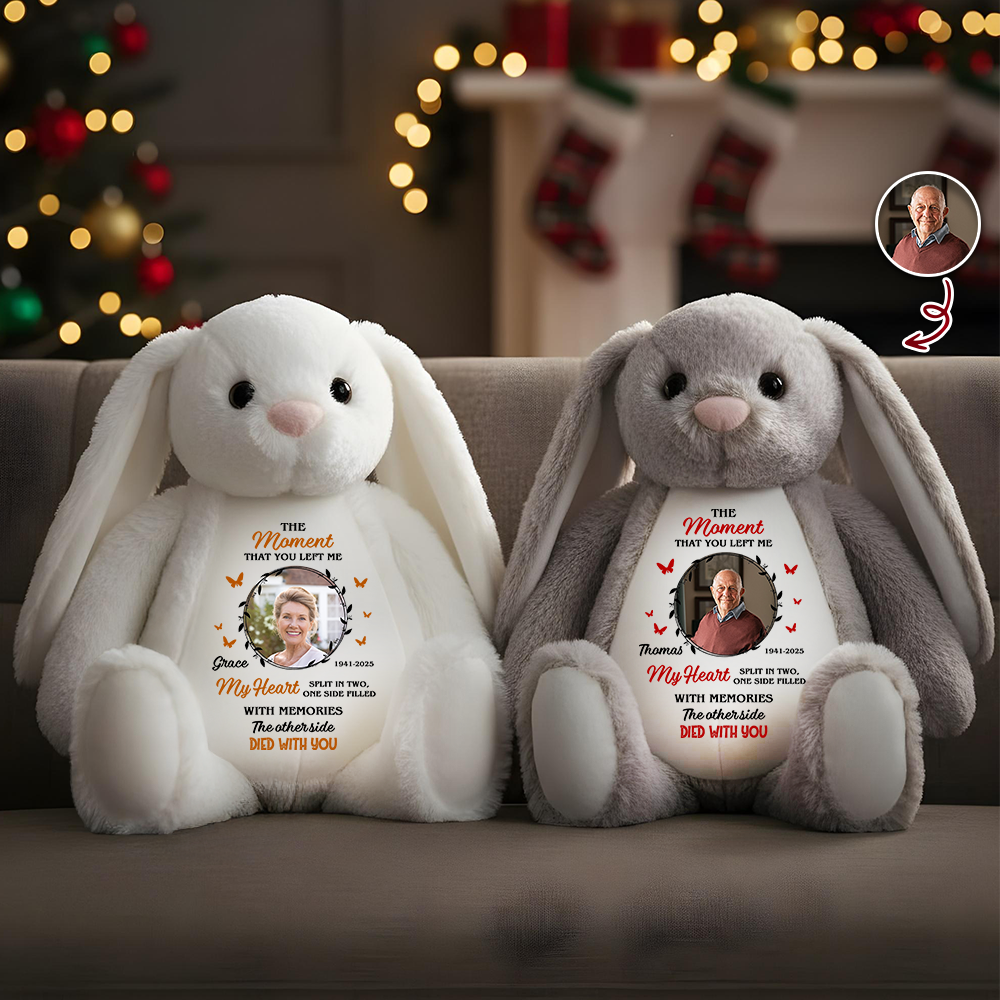 The Moment That You Left Me - Memorial Personalized Custom Bunny Plush - Sympathy Gift, A Cuddle From Heaven Keepsake Bunny, Keepsake Gift