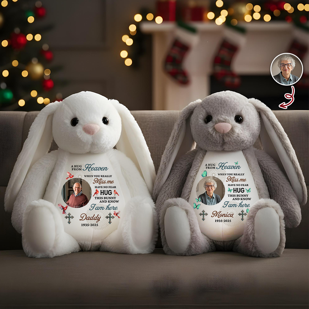 Hug This Bunny Mandala - Memorial Personalized Custom Bunny Plush - Sympathy Gift