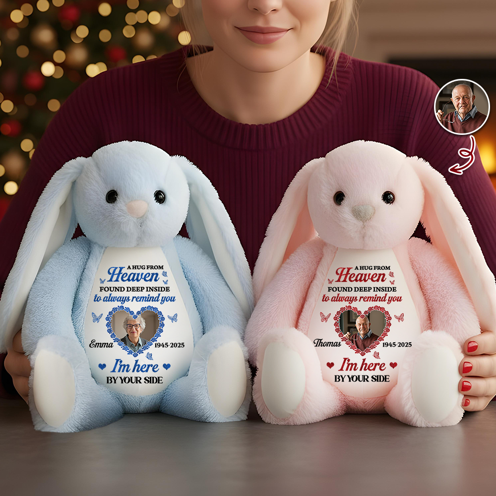 Found Deep Inside - Memorial Personalized Custom Bunny Plush - Sympathy Gift