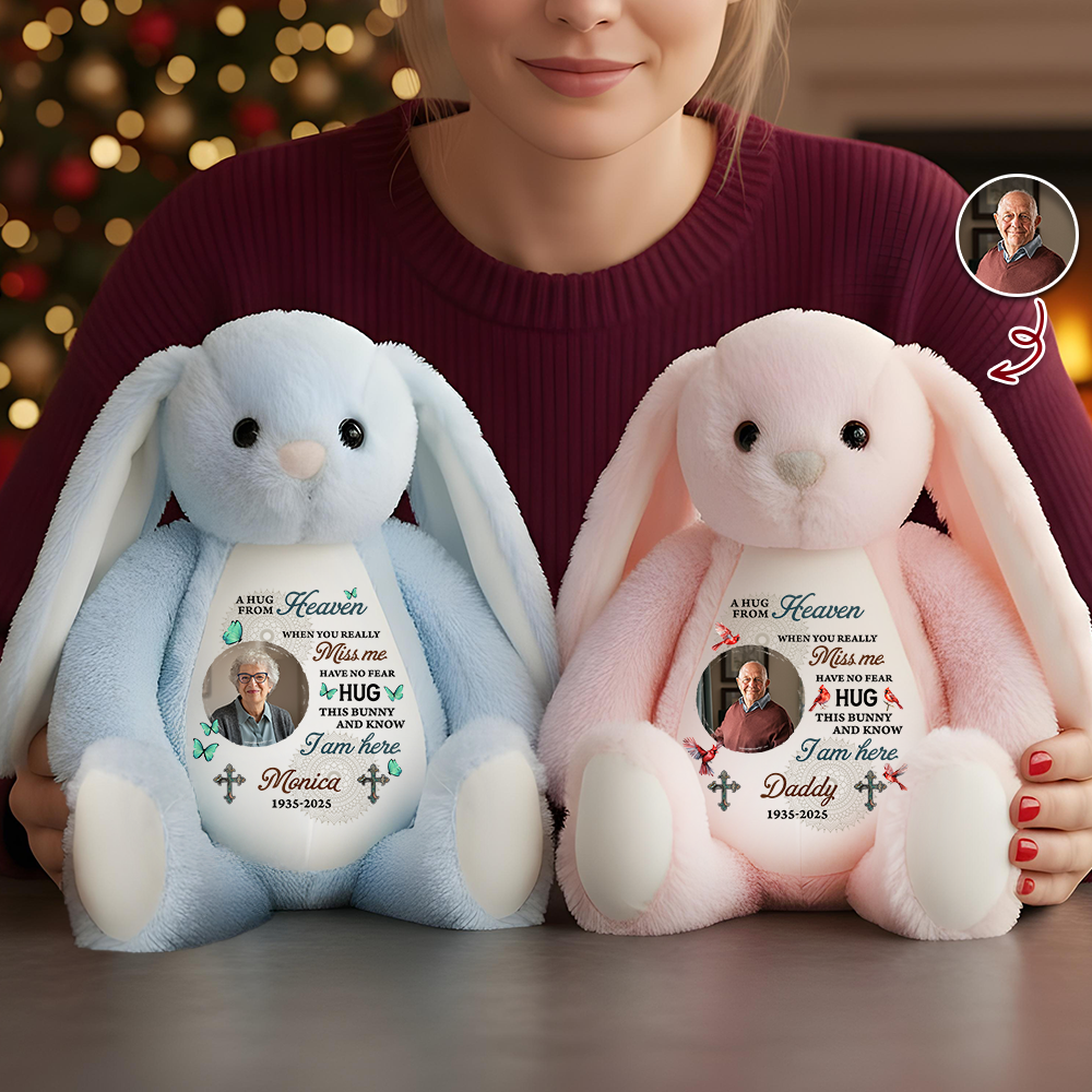 Hug This Bunny Mandala - Memorial Personalized Custom Bunny Plush - Sympathy Gift