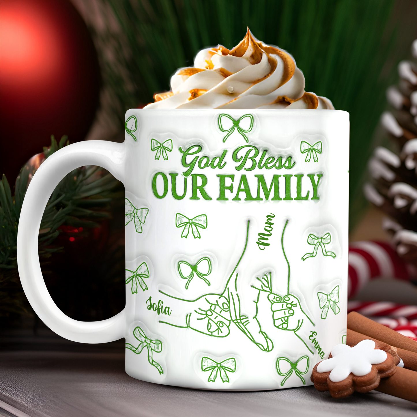 God Bless Our Family - Personalized Custom 3D Inflated Effect Mug