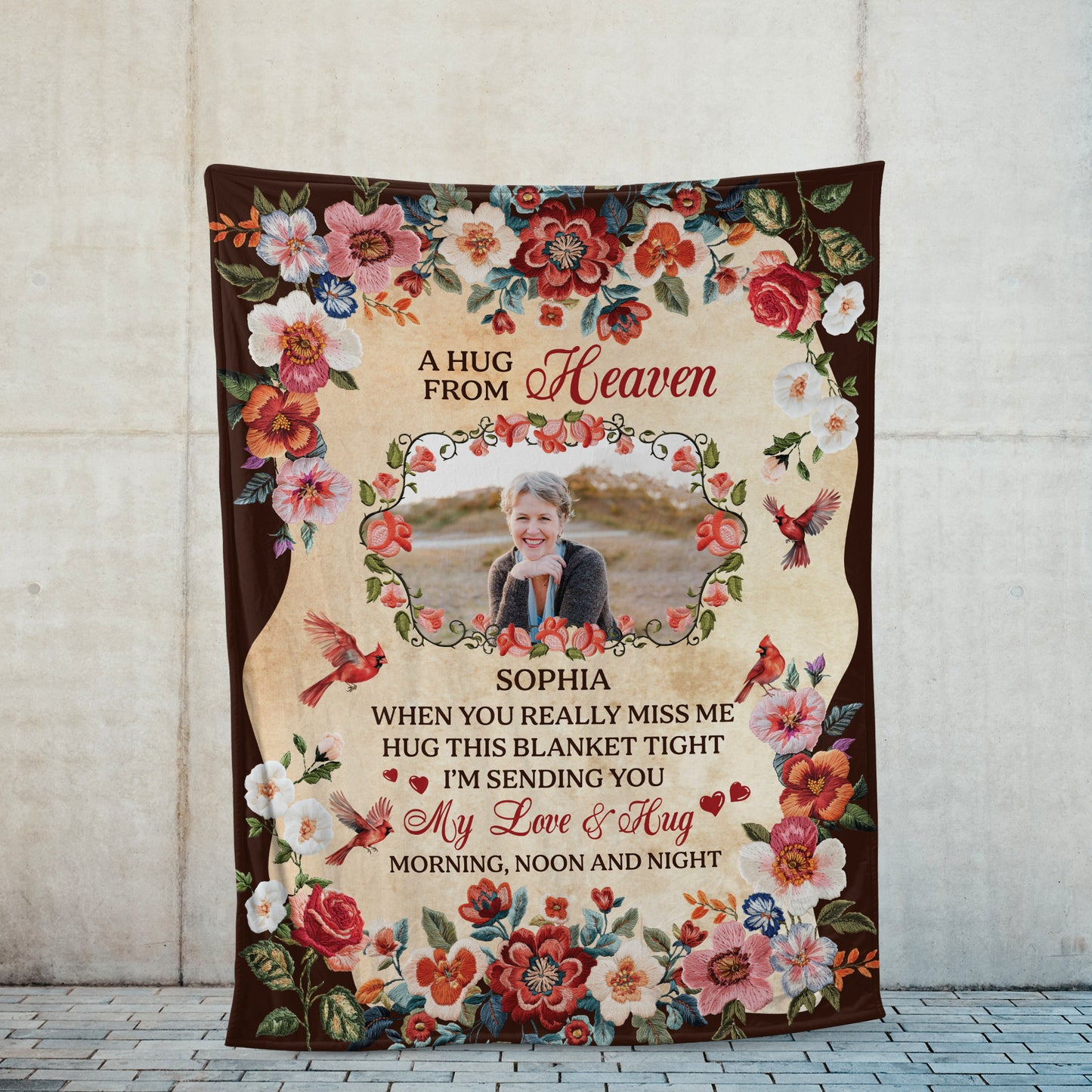 A Hug From Heaven Flowers - Memorial Personalized Custom Blanket Gift For Family Members