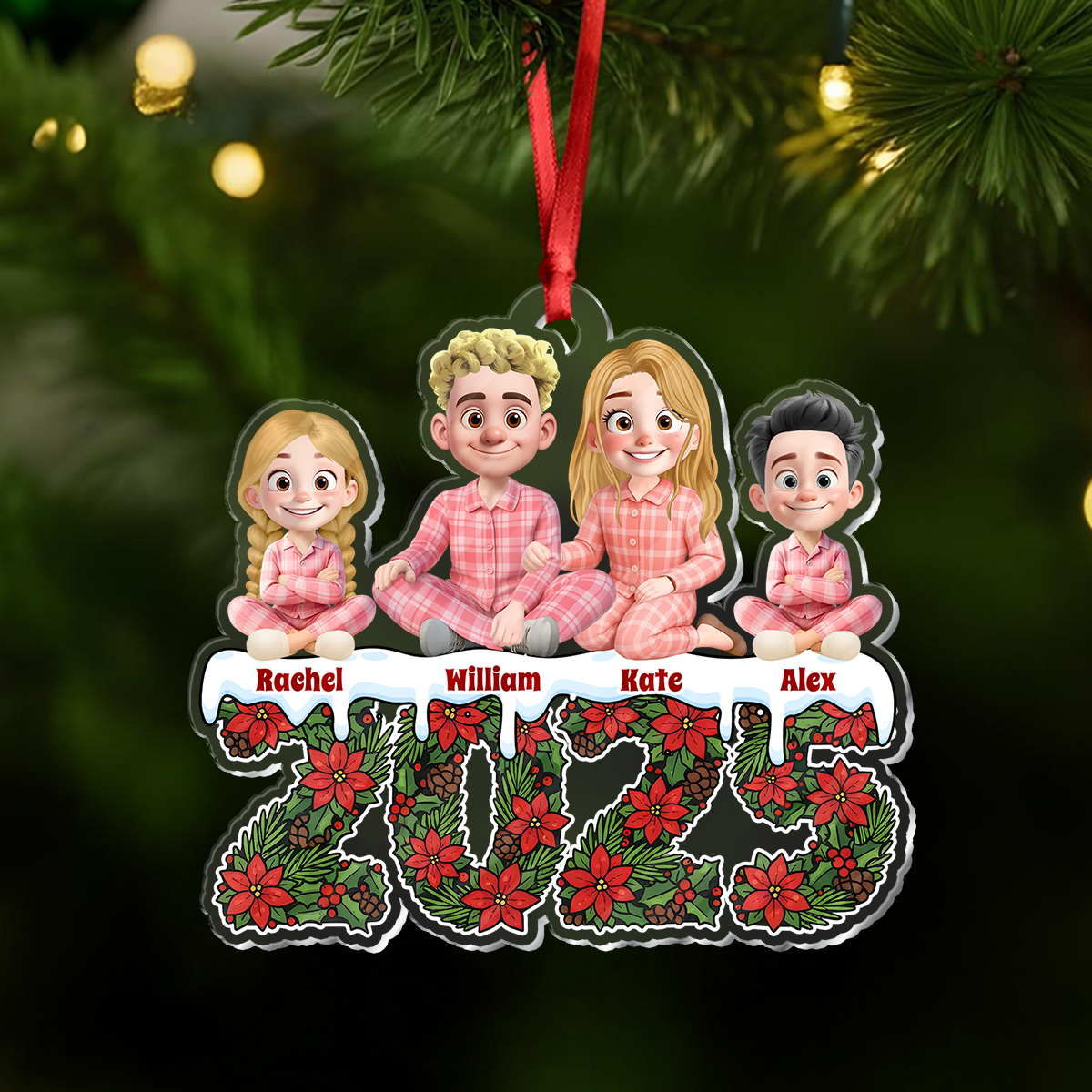 Our Family Flower 2025 - Personalized Custom Acrylic Ornament