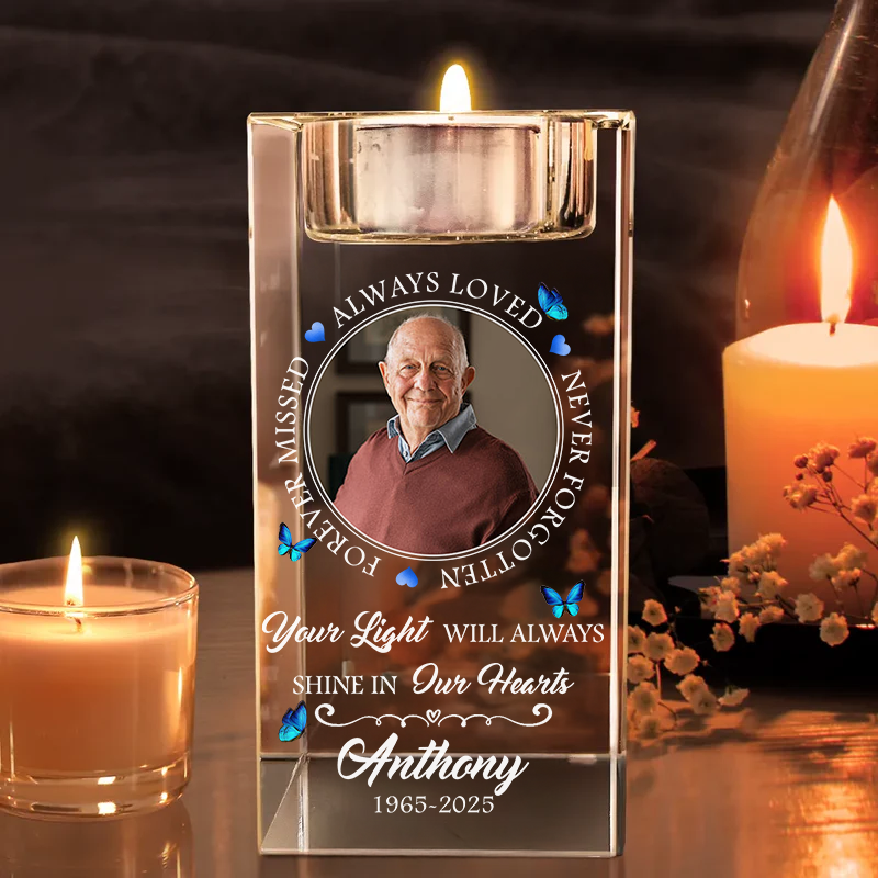 Always Loved Never Forgotten - Personalized Crystal Candle Holder
