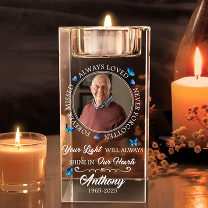 Always Loved Never Forgotten - Personalized Crystal Candle Holder