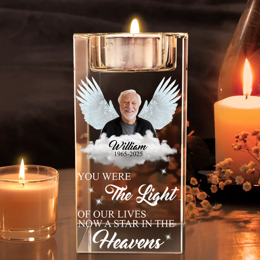 Custom Photo You Were The Light Of Our Lives - Personalized Crystal Candle Holder