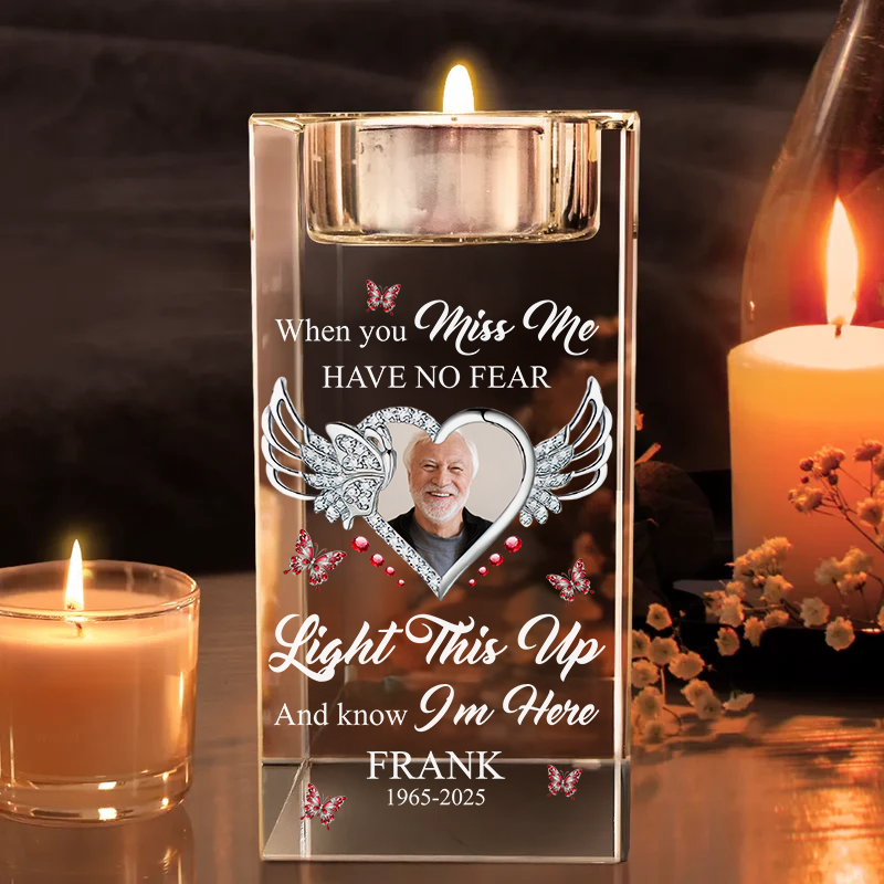 Light This Up I Miss You - Personalized Crystal Candle Holder