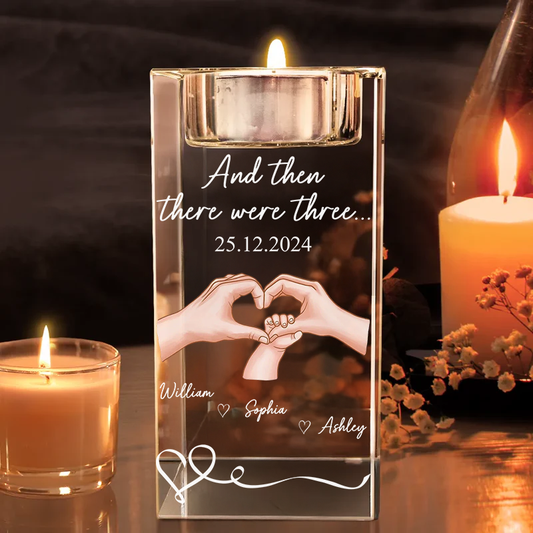 Heartfelt Gift For New Parents - Personalized Crystal Candle Holder