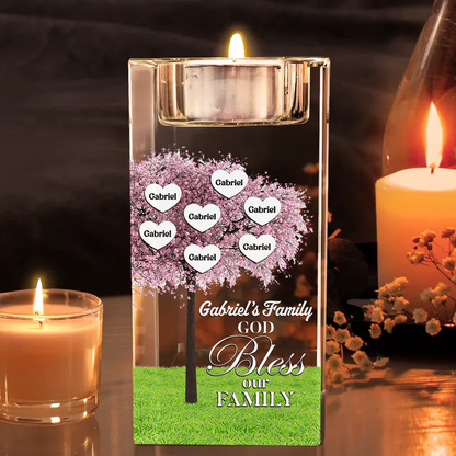 How Much We Love You -  Personalized Crystal Candle Holder