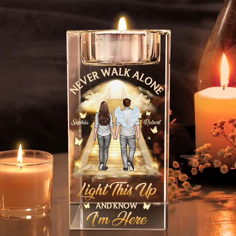 Never Walk Alone - Personalized Crystal Candle Holder