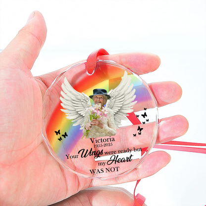 Memorial Your Wings Were Ready - Personalized Custom Glass Ornament
