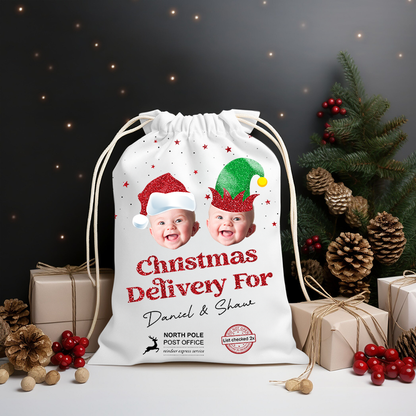 Personalized Santa Sack - Customized Canvas Drawstring Bags