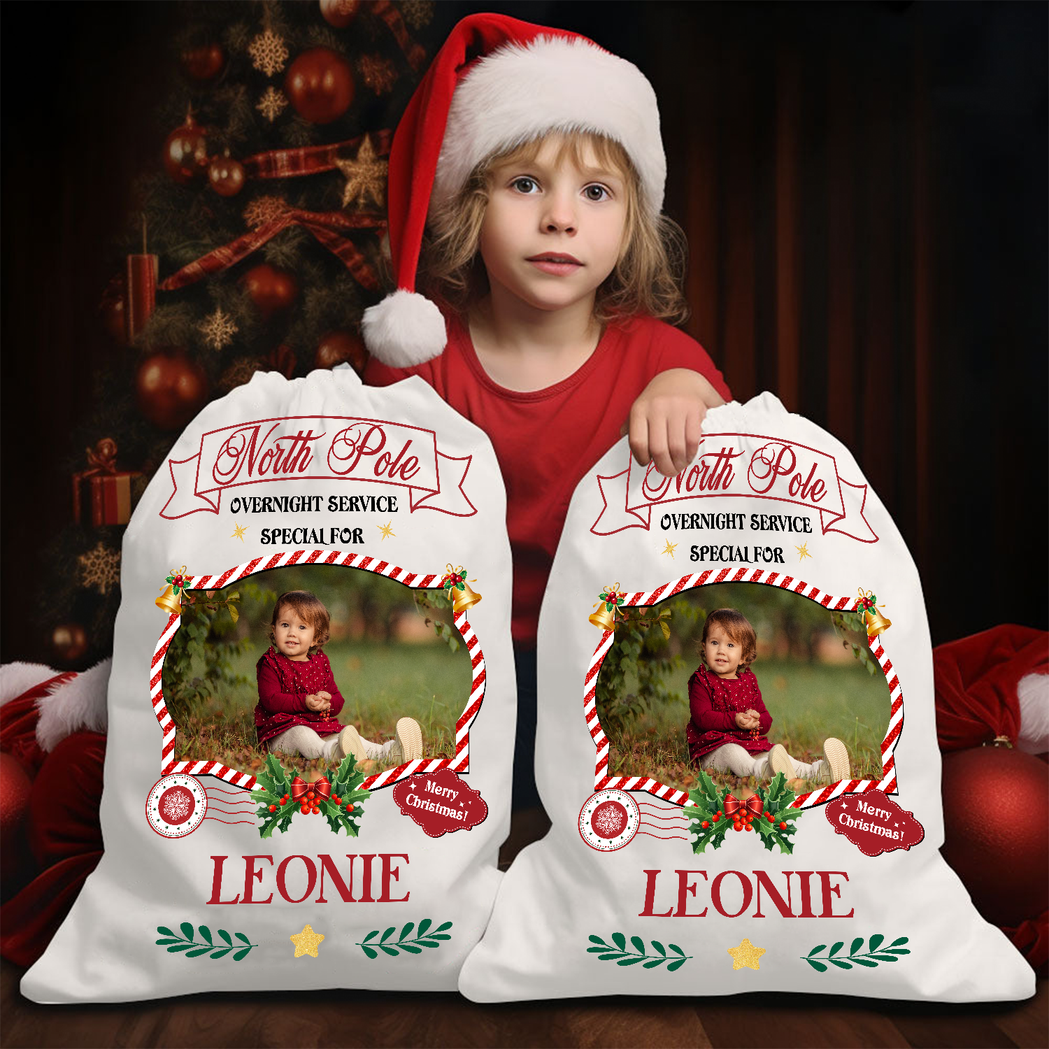 Christmas Bag Santa Sack - Customized Canvas Drawstring Bags