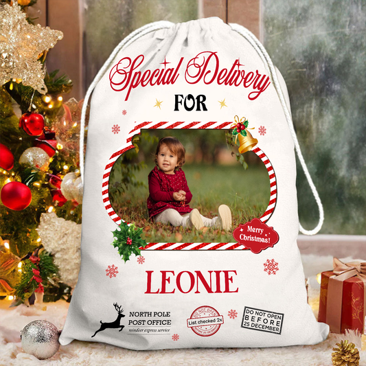 Christmas Bag Special Delivery - Customized Canvas Drawstring Bags