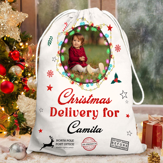 Christmas Bag Special Delivery Light - Customized Canvas Drawstring Bags