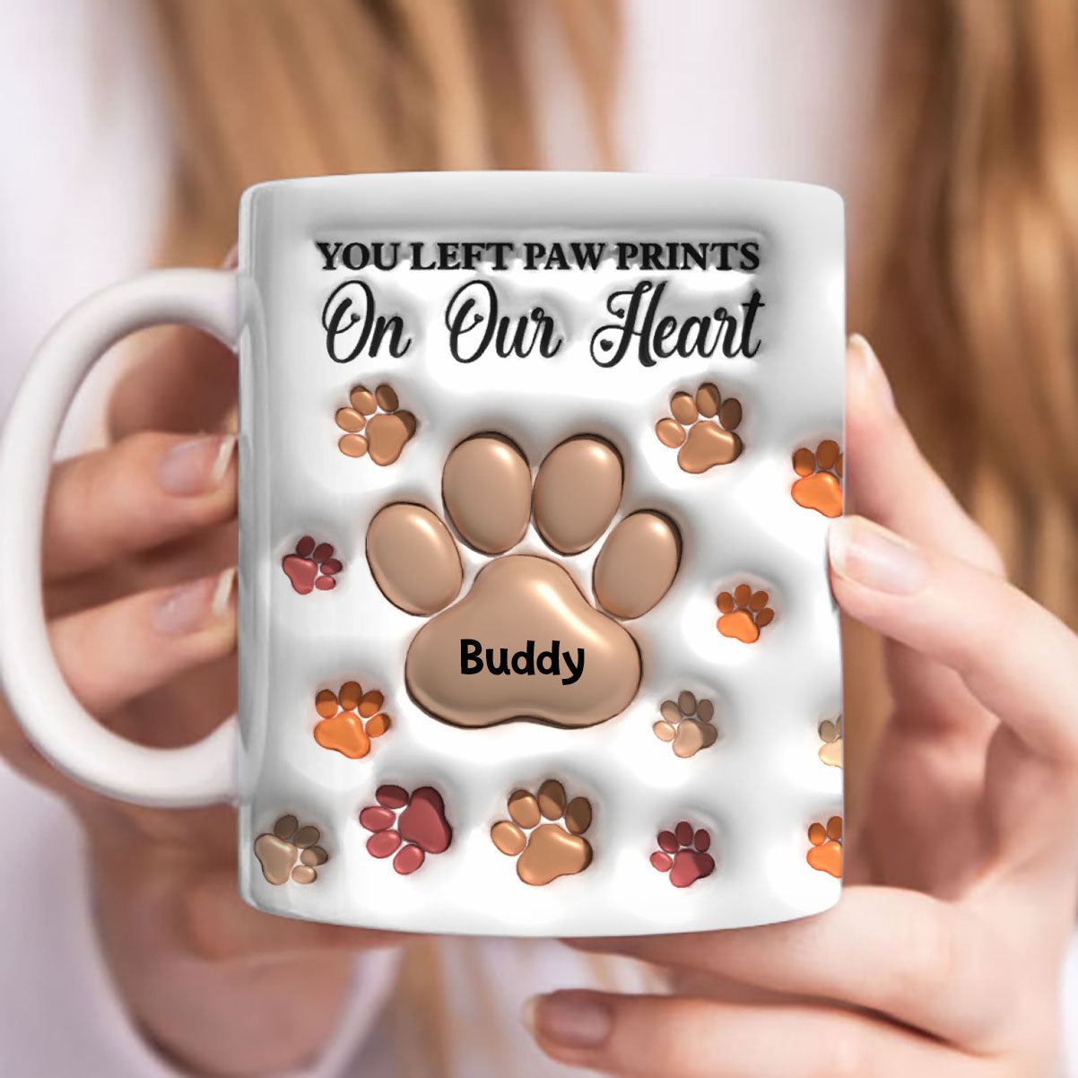 You Left Paw Prints - Personalized Custom 3D Inflated Effect Mug