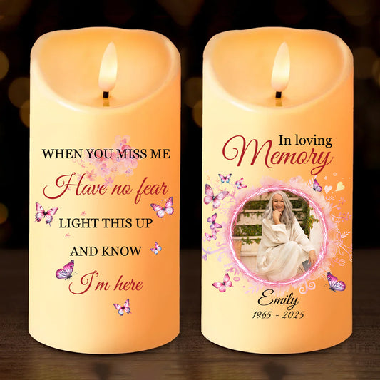 Color Forever In Our Hearts Memorial Gift - Personalized Custom LED Candle