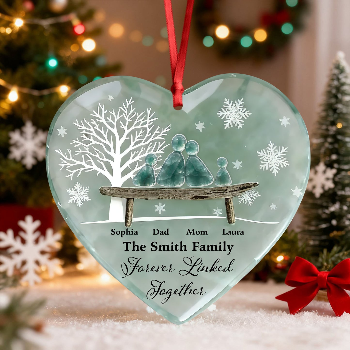 Our Family Linked Together Sea Glass - Personalized Custom Acrylic 2-layered Ornament