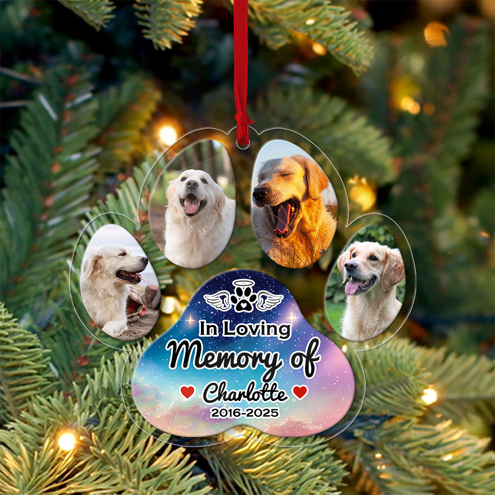In Loving Memories Paw - Personalized Custom Acrylic Ornament