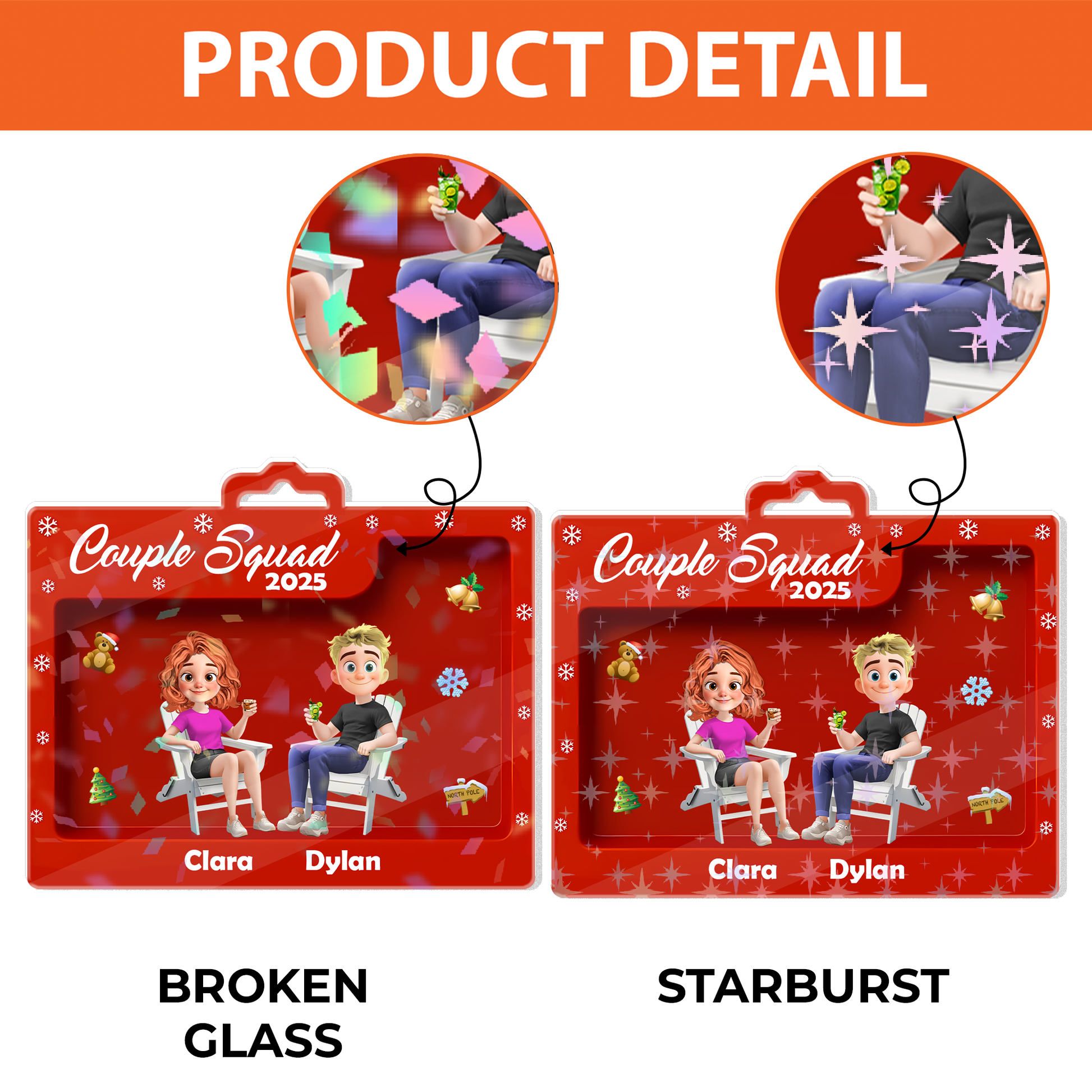 Couple Squad - Custom Shape Hologram Ornament