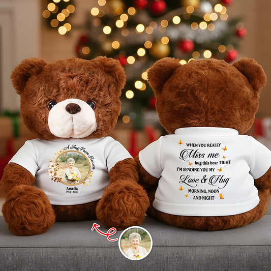 Hug This Bear Tight Personalized Teddy Bear Plush, Hug From Heaven Memorial Gift, Custom Keepsake for Loved One, Comfort Gift for Loss