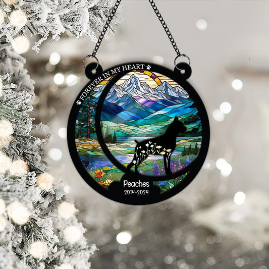 Memorial Personalized Dog Ornament - Sympathy Gift For Pet Owners, Pet Lovers - Window Hanging Suncatcher Ornament