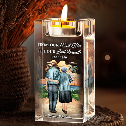 From Our First Kiss - Personalized Crystal Candle Holder