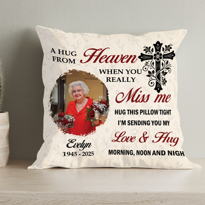 A Hug From Heaven Cross - Personalized Pillow (Insert Included)