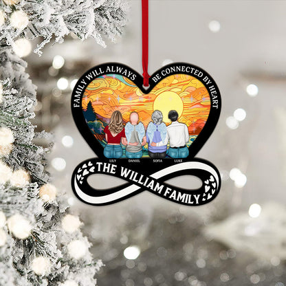 Family Will Always Be Connected By Heart  - Custom Shape Hologram Ornament