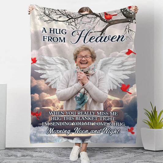 A Hug From Heaven Memorial Sympathy Wings - Personalized Custom Blanket