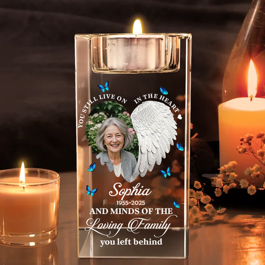 You Still Live In My Heart - Personalized Crystal Candle Holder