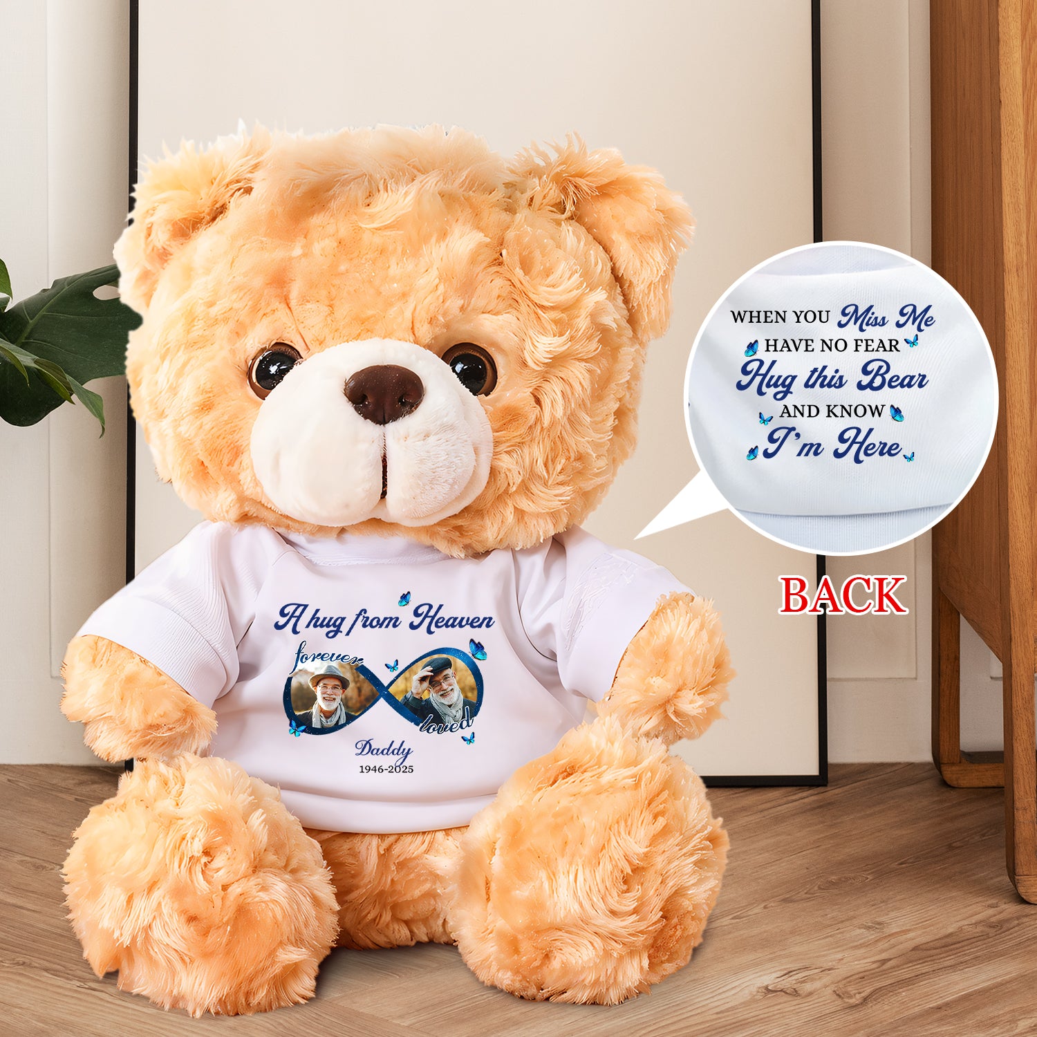 A Hug From Heaven - Memorial Personalized Custom Teddy Bear Plush