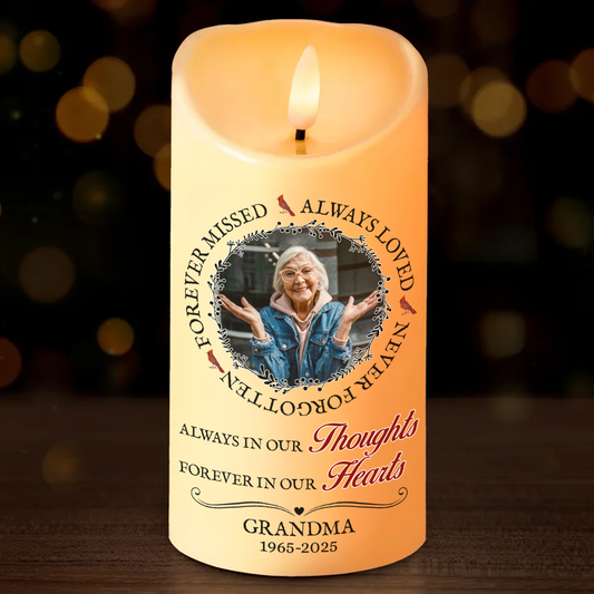 Forever In Our Hearts Memorial Gift - Personalized Custom LED Candle