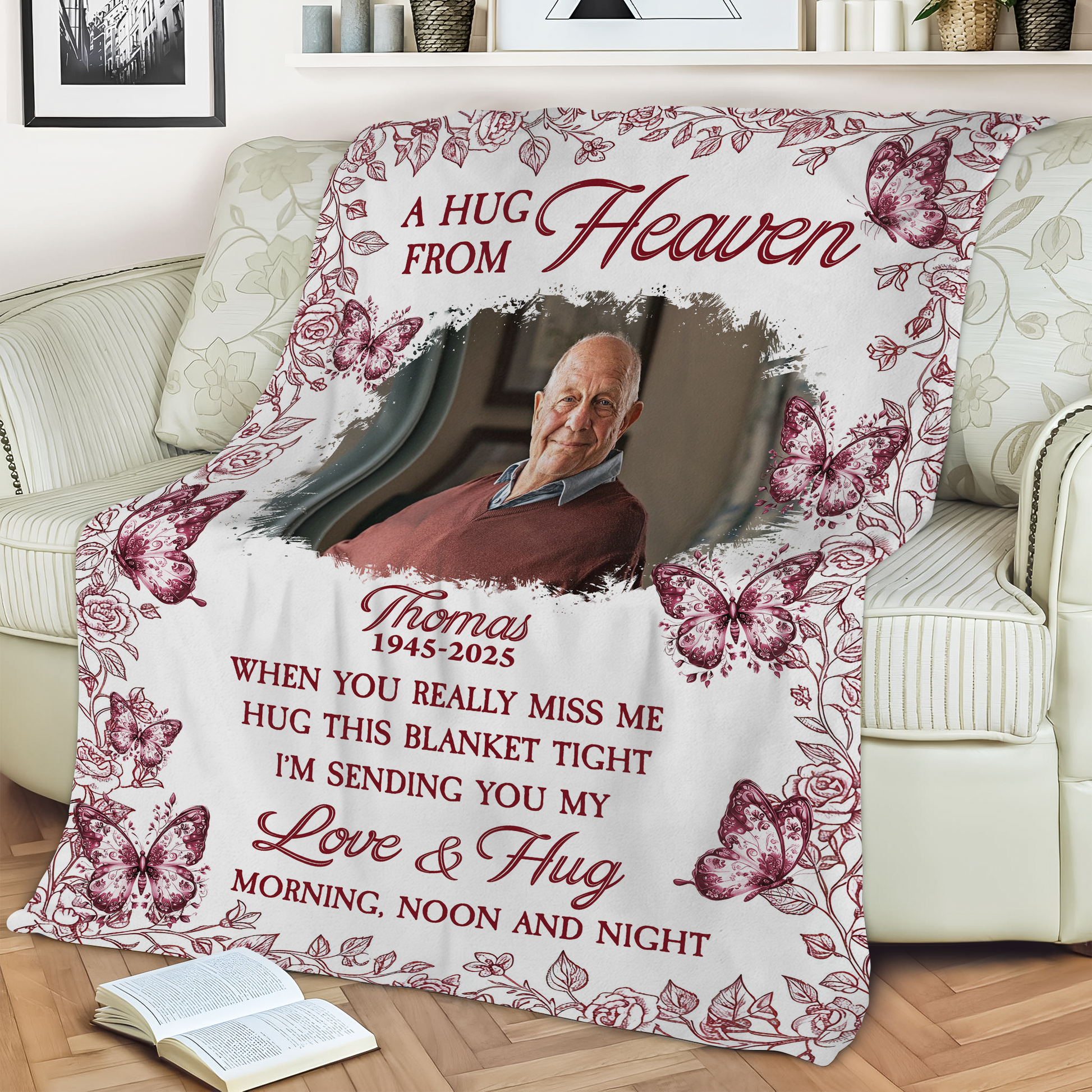 A Hug From Heaven Flower - Memorial Personalized Custom Blanket