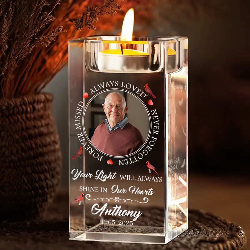 Always Loved Never Forgotten - Personalized Crystal Candle Holder