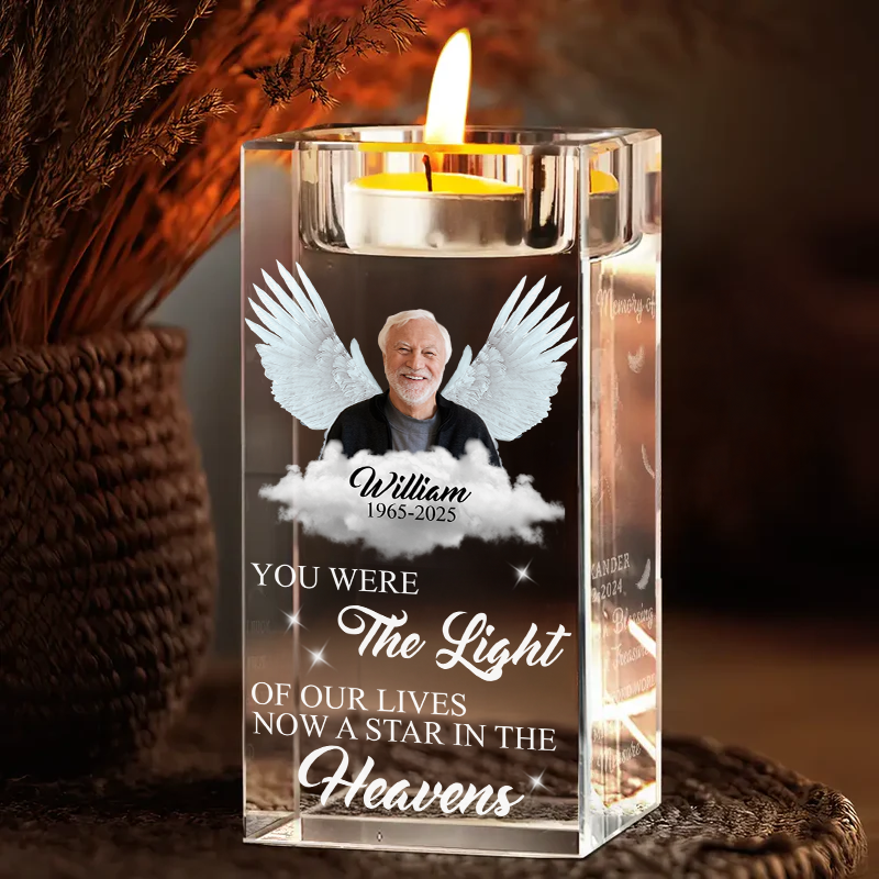 Custom Photo You Were The Light Of Our Lives - Personalized Crystal Candle Holder