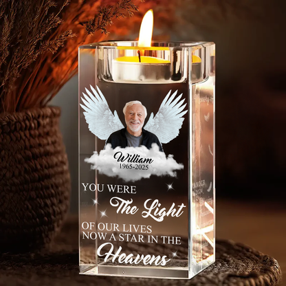 Custom Photo You Were The Light Of Our Lives - Personalized Crystal Candle Holder