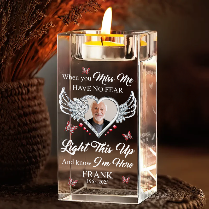 Light This Up I Miss You - Personalized Crystal Candle Holder