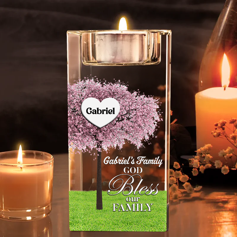 How Much We Love You -  Personalized Crystal Candle Holder