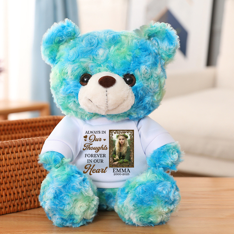 Always In Our Thoughts Forever In Our Hearts - Memorial Personalized Custom Teddy Bear Plush