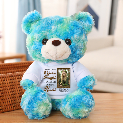 Always In Our Thoughts Forever In Our Hearts - Memorial Personalized Custom Teddy Bear Plush