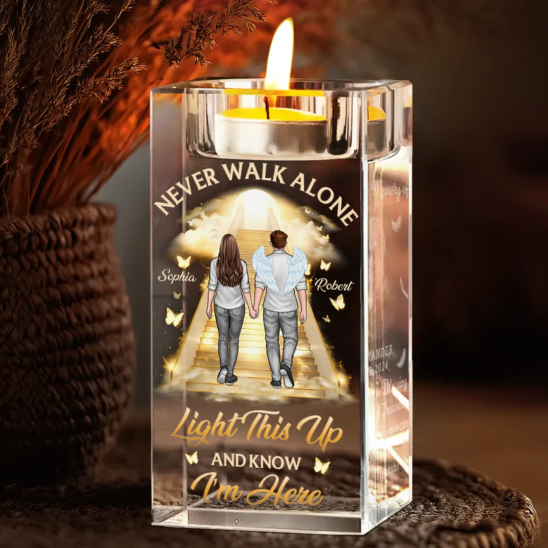 Never Walk Alone - Personalized Crystal Candle Holder