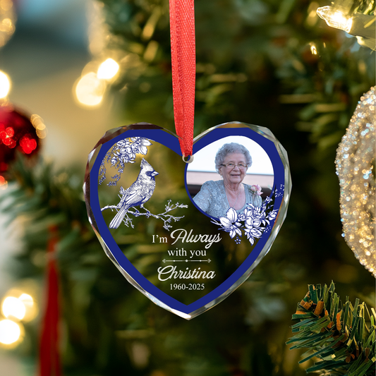 Cardinal I'm Always With You - Personalized Custom Glass Ornament