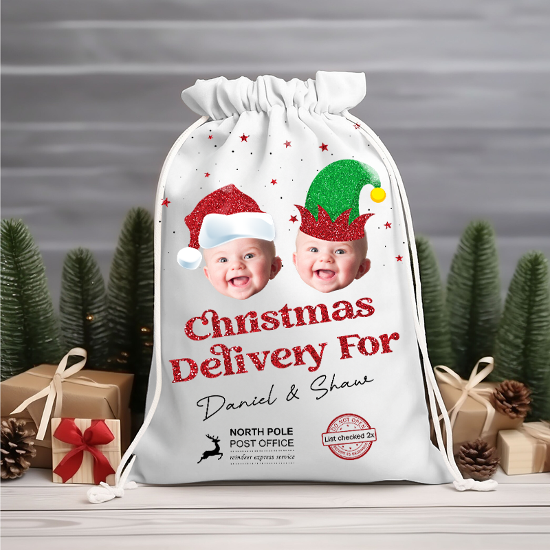 Personalized Santa Sack - Customized Canvas Drawstring Bags