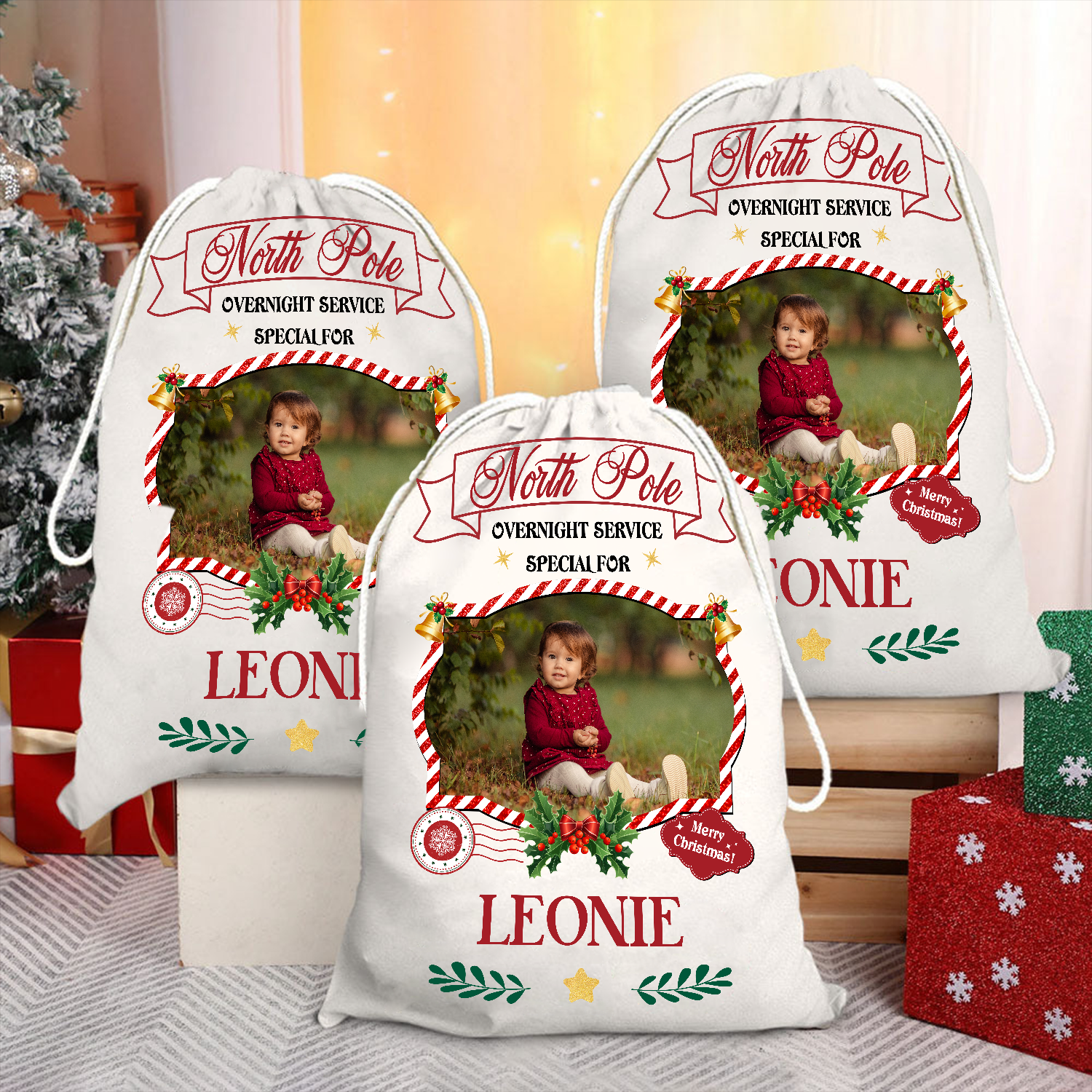 Christmas Bag Santa Sack - Customized Canvas Drawstring Bags