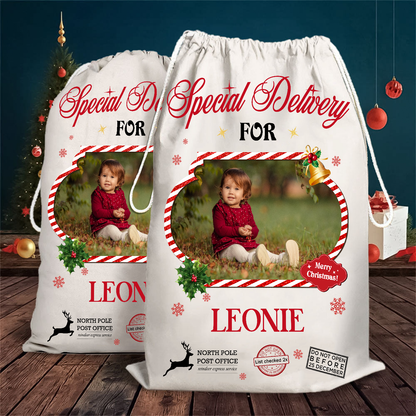 Christmas Bag Special Delivery - Customized Canvas Drawstring Bags