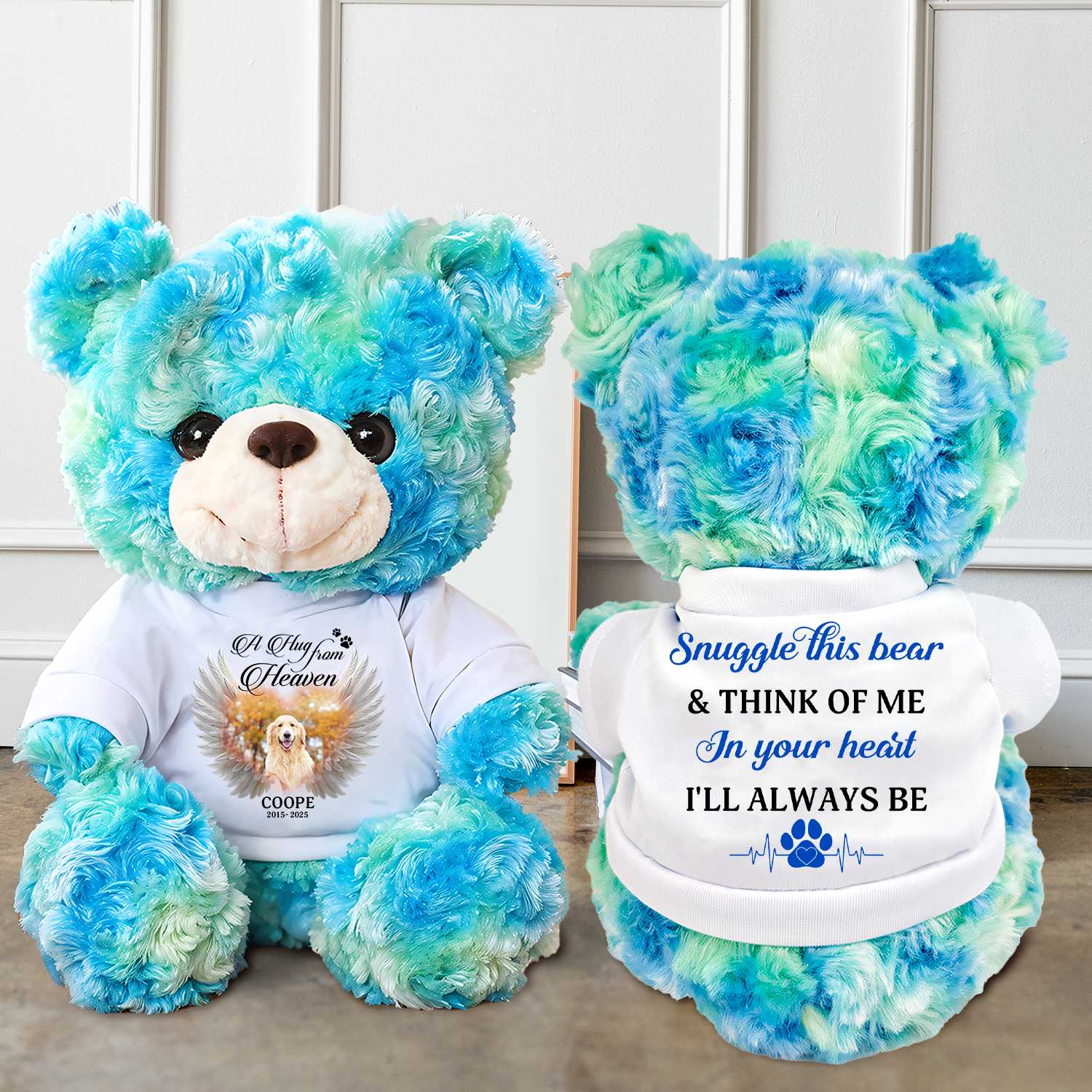 A hug From Heaven Pet Lover - Memorial Personalized Custom Teddy Bear Plush